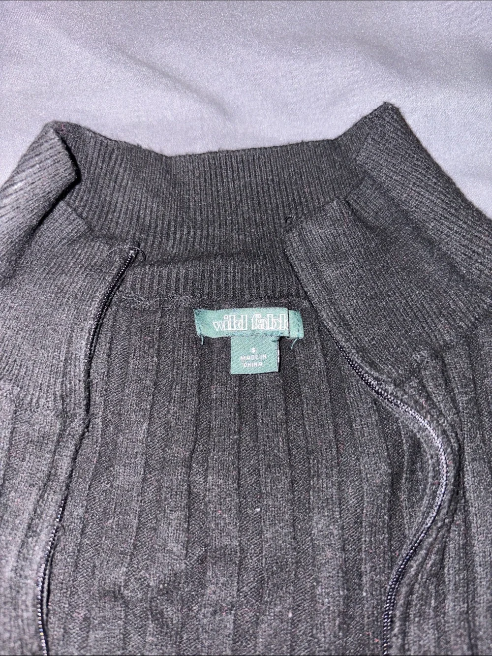 wild fable Black Ribbed Zip-Front Cardigan